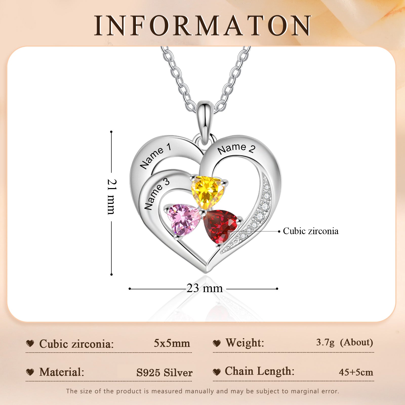 925 Sterling silver Custom Birthstone necklace