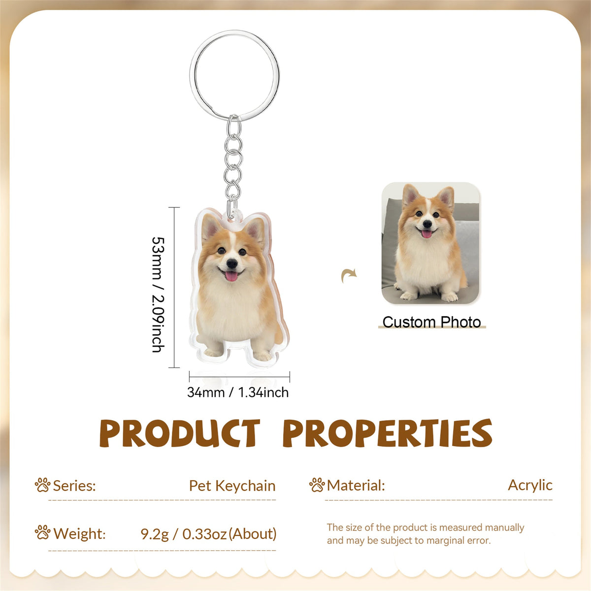 Custom Photo Pet key chain