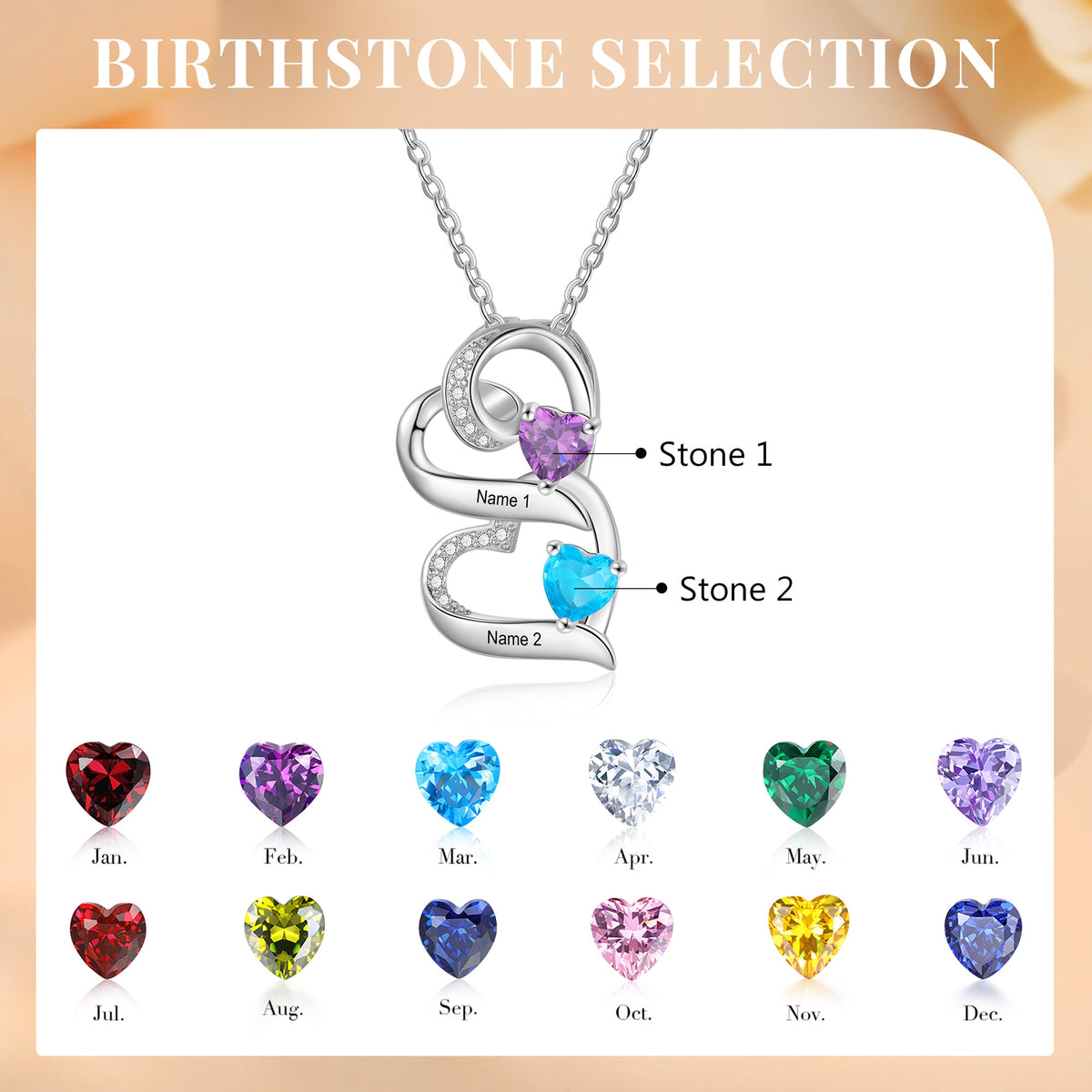 925 Sterling silver Custom Birthstone necklace