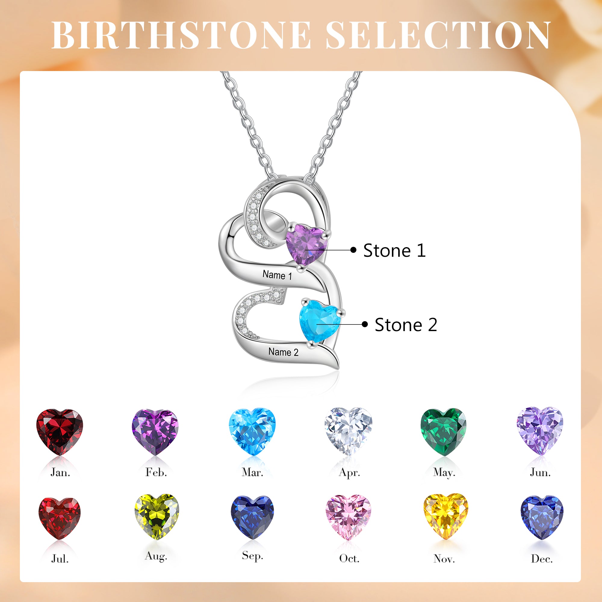 925 Sterling silver Custom Birthstone necklace