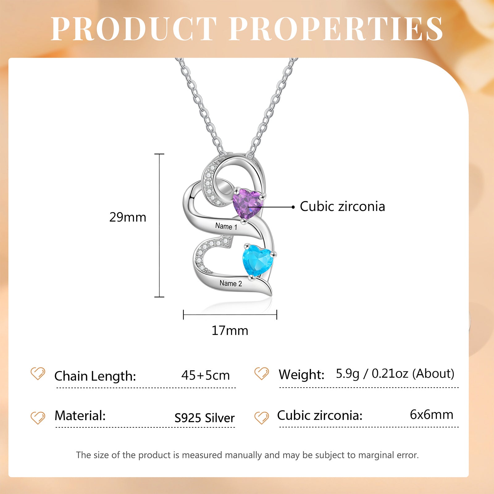 925 Sterling silver Custom Birthstone necklace