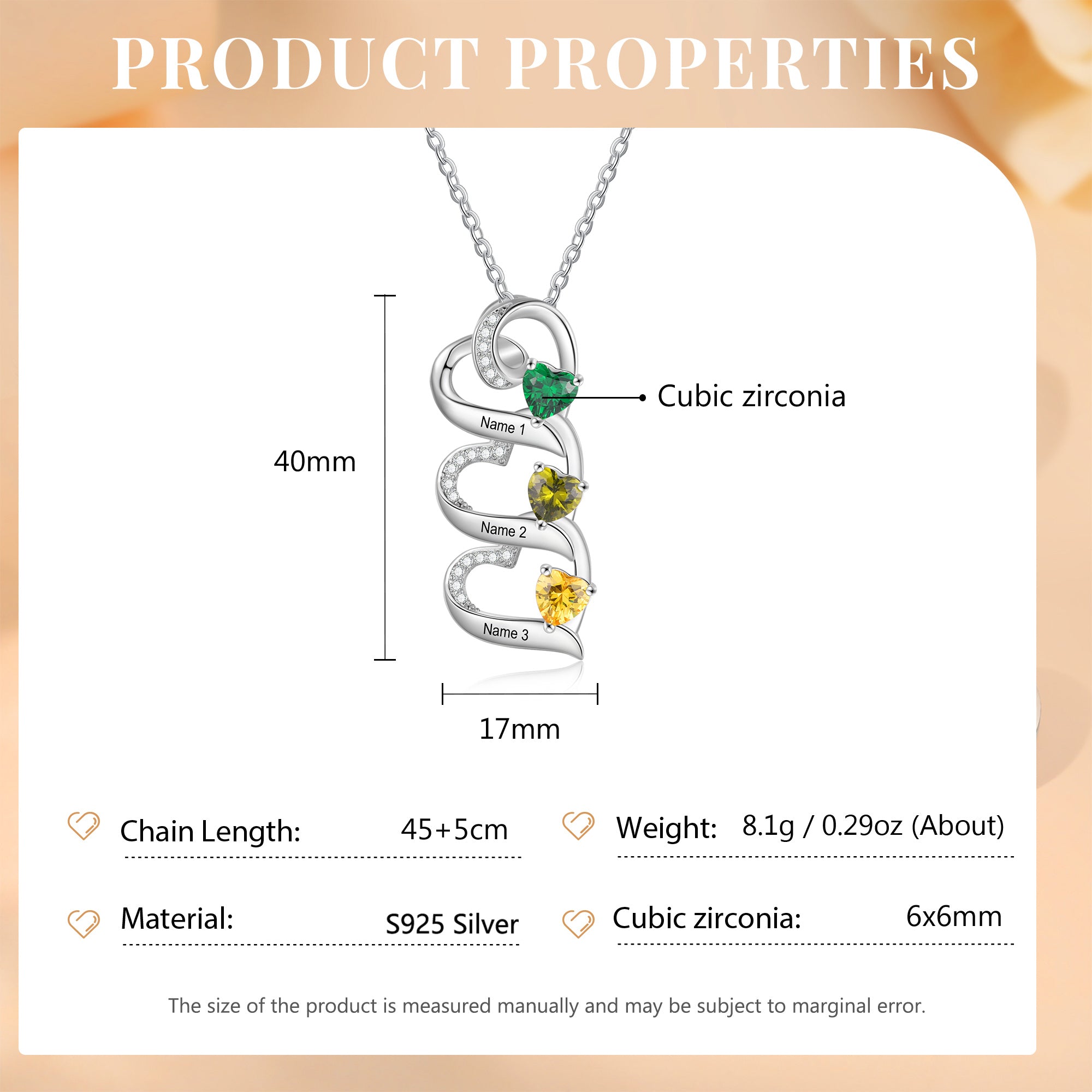 925 Sterling silver Custom Birthstone necklace