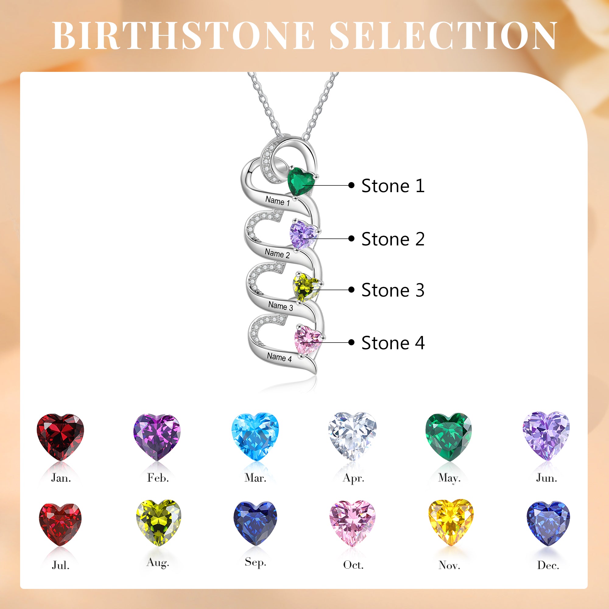 925 Sterling silver Custom Birthstone necklace
