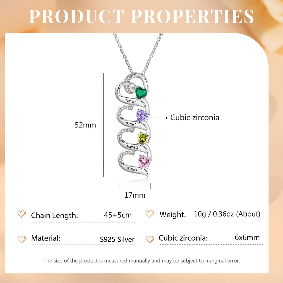 925 Sterling silver Custom Birthstone necklace