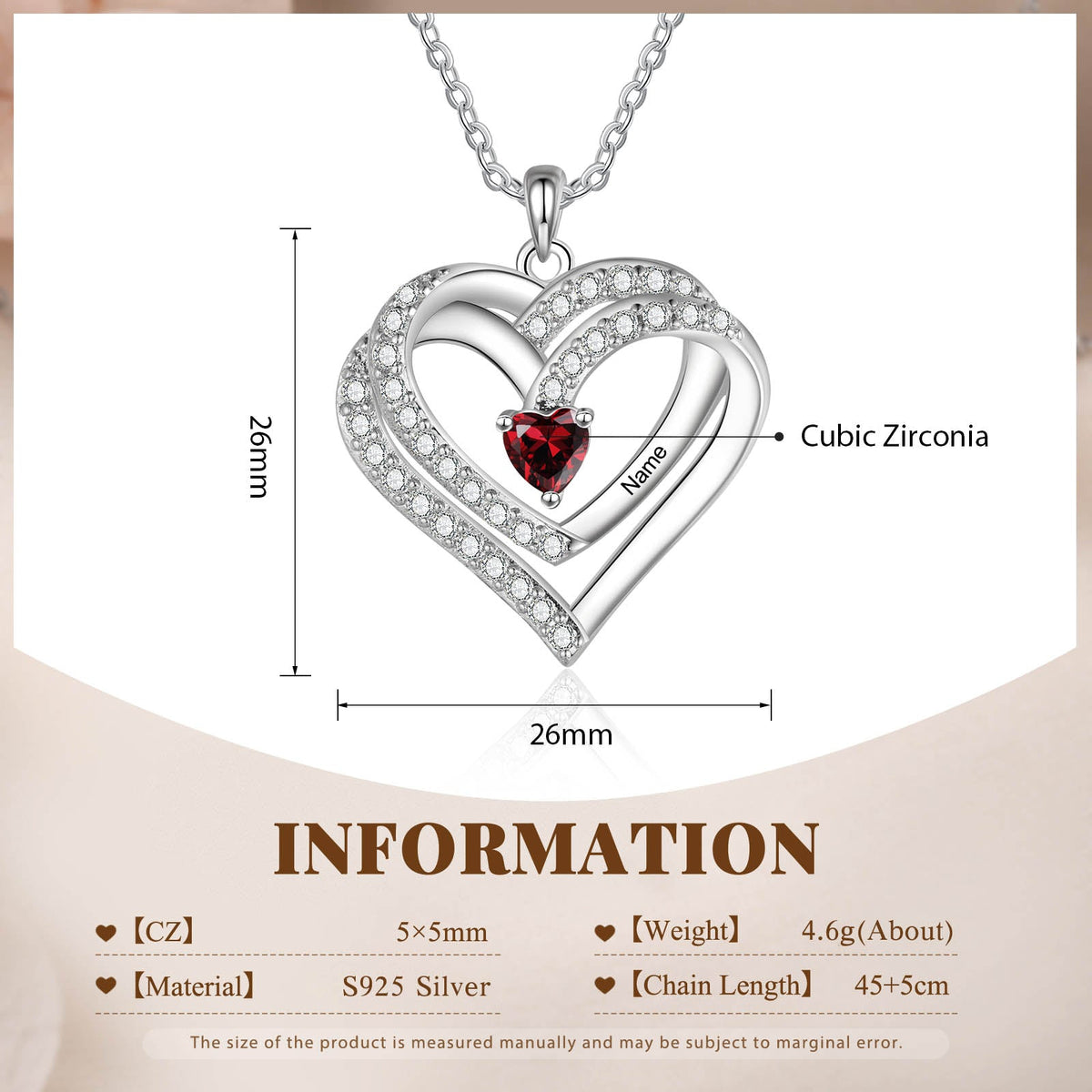 925 Sterling silver Custom Birthstone necklace