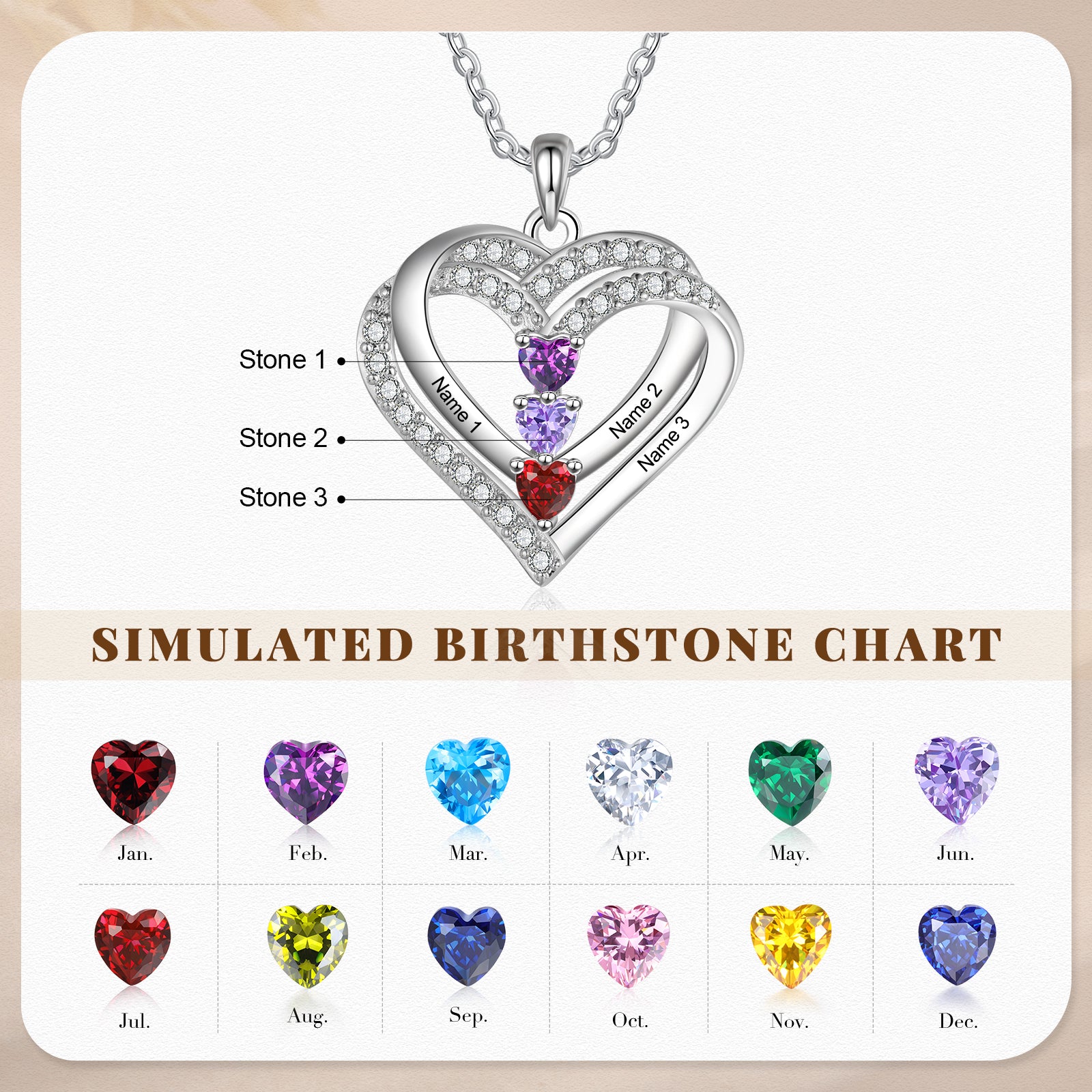 925 Sterling silver Custom Birthstone necklace