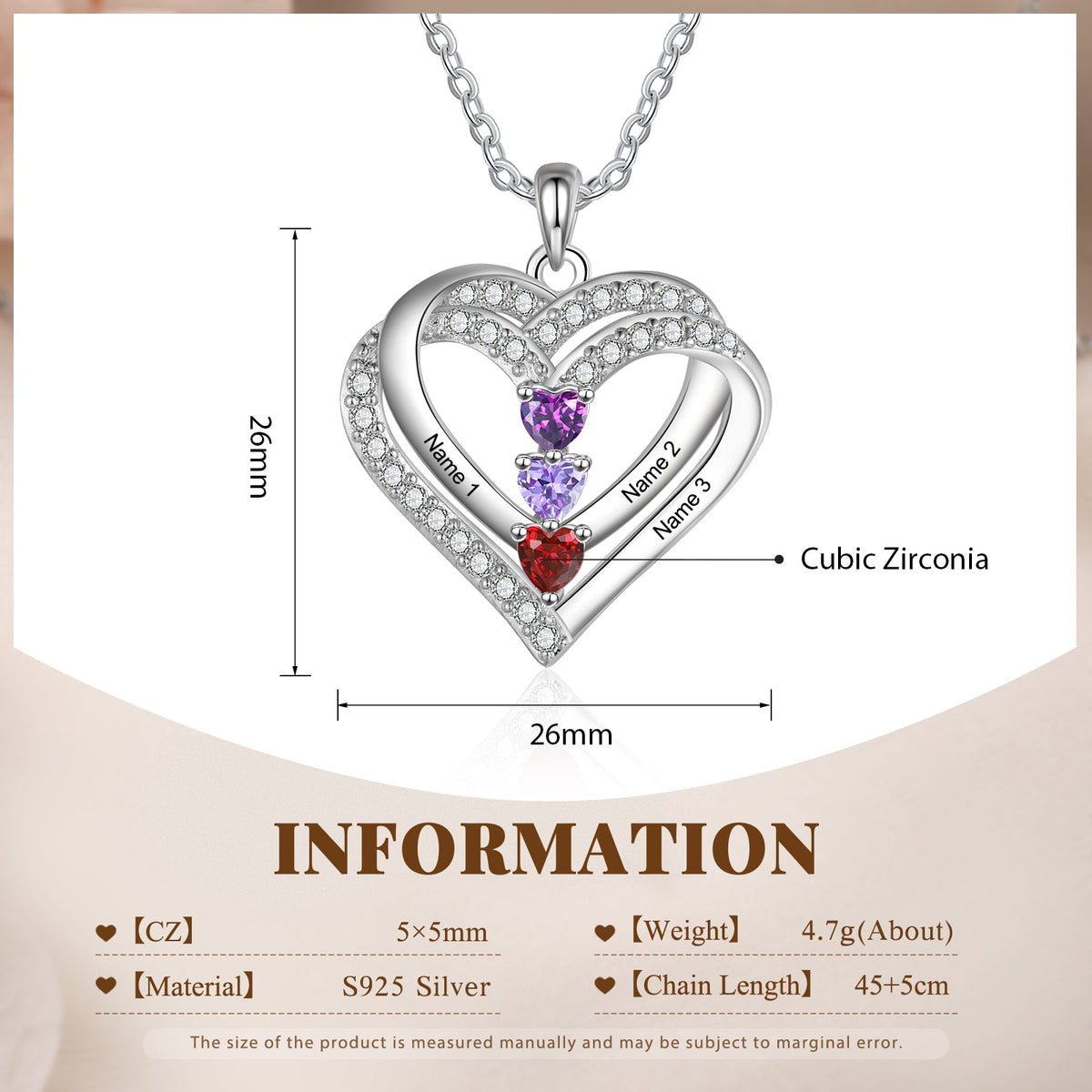 925 Sterling silver Custom Birthstone necklace