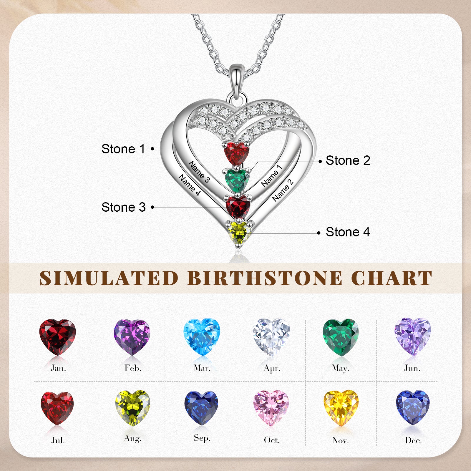 925 Sterling silver Custom Birthstone necklace