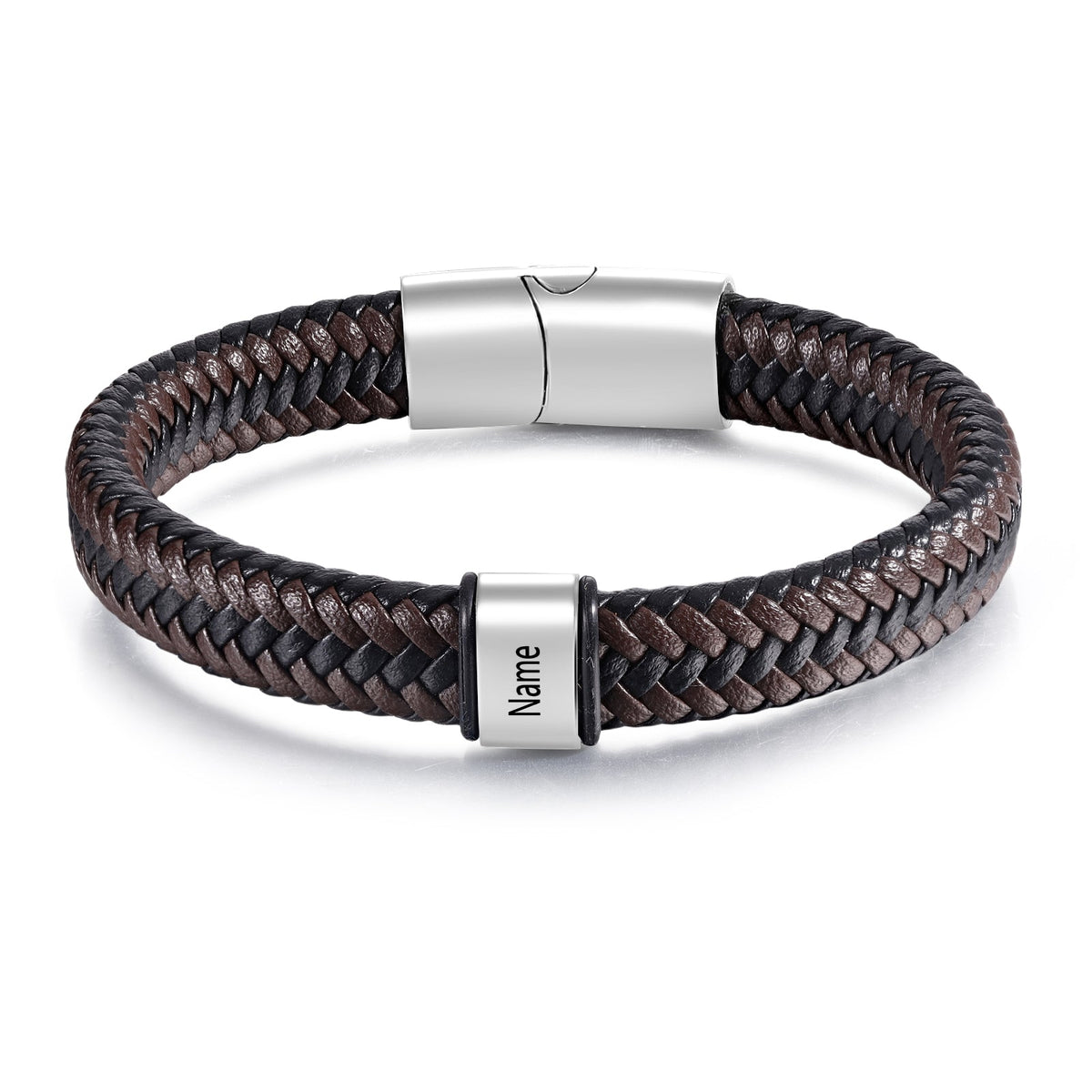 Custom Stainless Steel Leather Bracelet