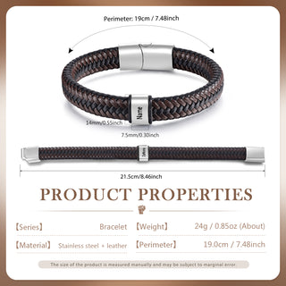 Custom Stainless Steel Leather Bracelet
