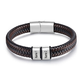Custom Stainless Steel Leather Bracelet