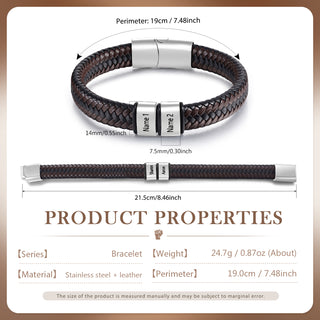 Custom Stainless Steel Leather Bracelet