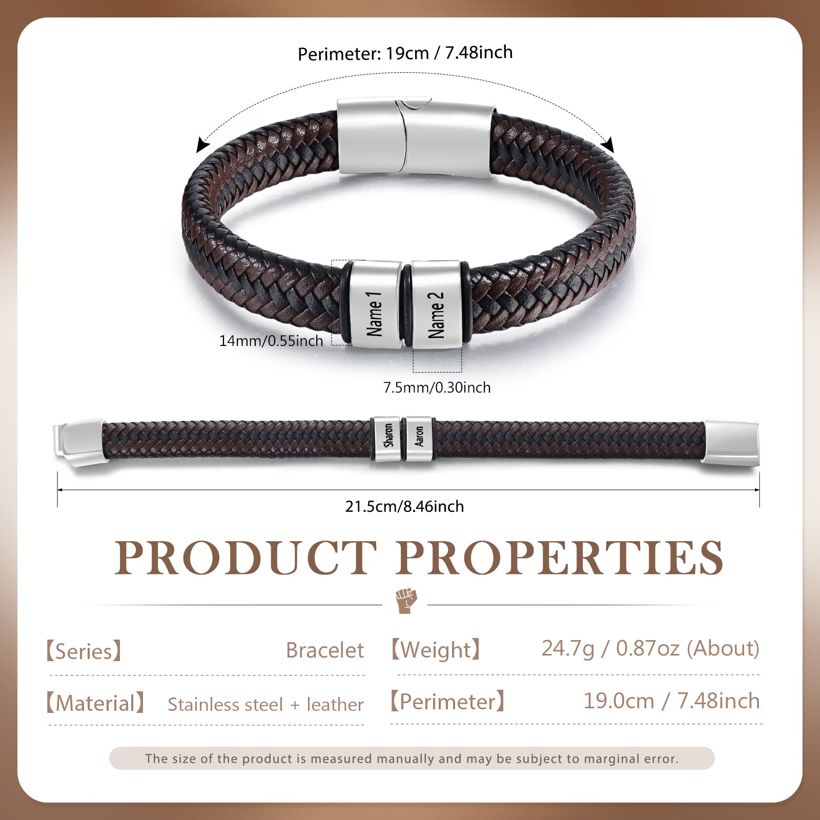Custom Stainless Steel Leather Bracelet