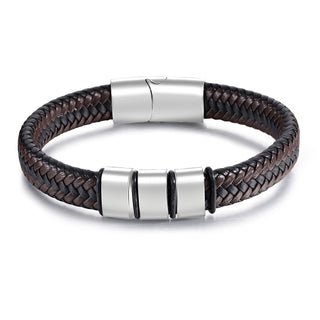 Custom Stainless Steel Leather Bracelet
