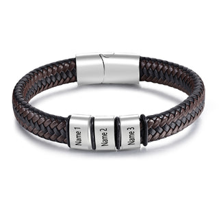 Custom Stainless Steel Leather Bracelet
