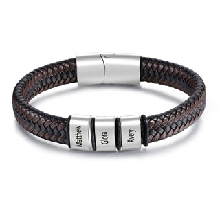 Custom Stainless Steel Leather Bracelet