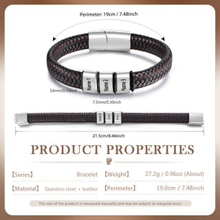 Custom Stainless Steel Leather Bracelet