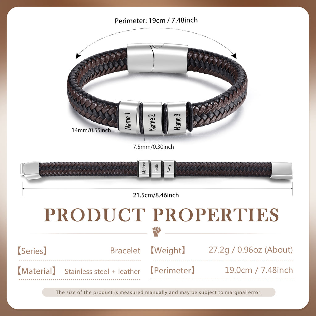 Custom Stainless Steel Leather Bracelet