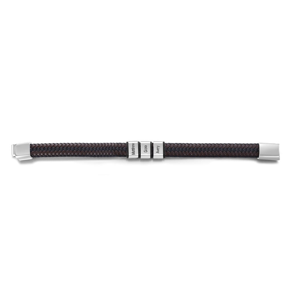 Custom Stainless Steel Leather Bracelet