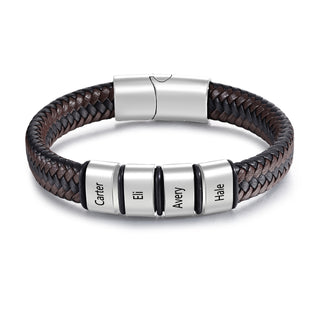 Custom Stainless Steel Leather Bracelet