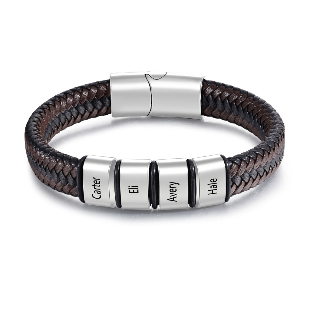 Custom Stainless Steel Leather Bracelet