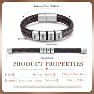 Custom Stainless Steel Leather Bracelet