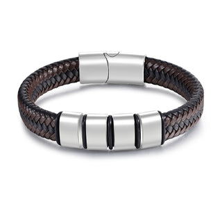 Custom Stainless Steel Leather Bracelet
