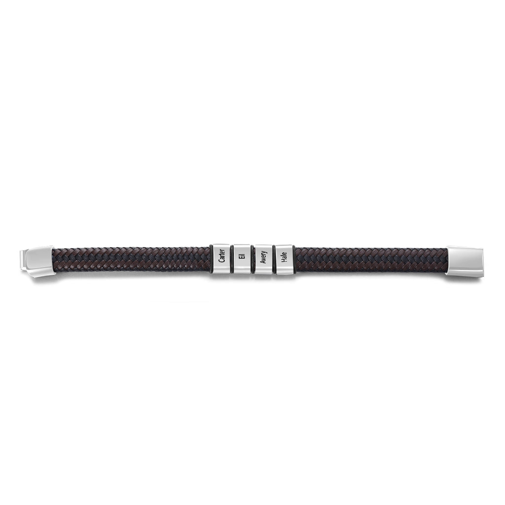 Custom Stainless Steel Leather Bracelet