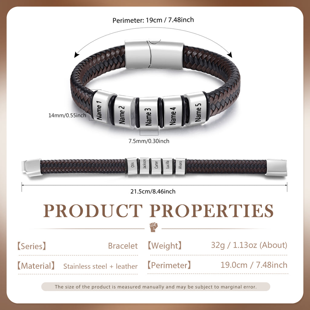 Custom Stainless Steel Leather Bracelet