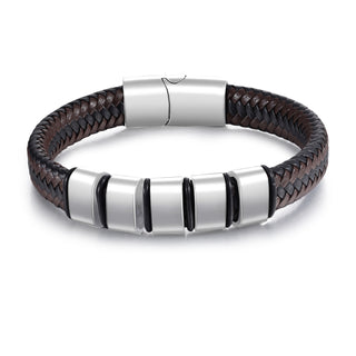 Custom Stainless Steel Leather Bracelet