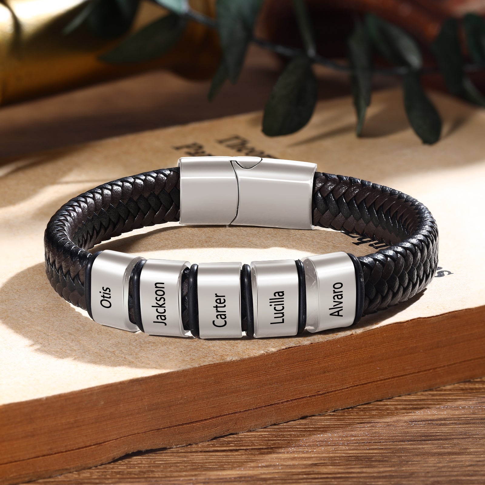 Custom Stainless Steel Leather Bracelet