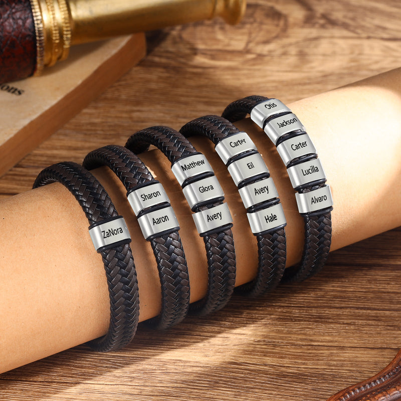 Custom Stainless Steel Leather Bracelet