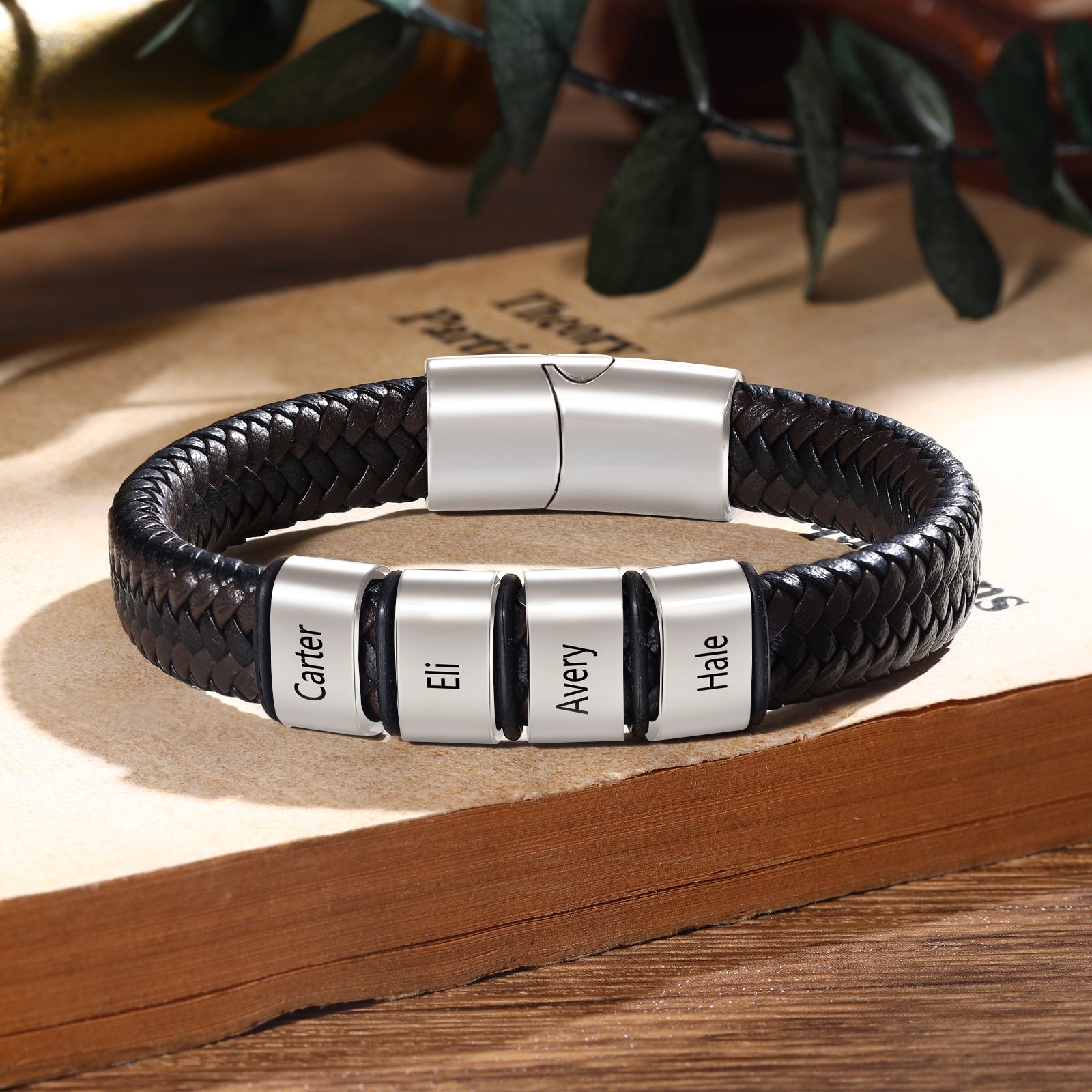 Custom Stainless Steel Leather Bracelet