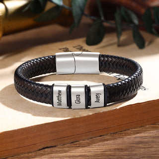 Custom Stainless Steel Leather Bracelet