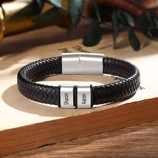 Custom Stainless Steel Leather Bracelet