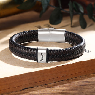 Custom Stainless Steel Leather Bracelet