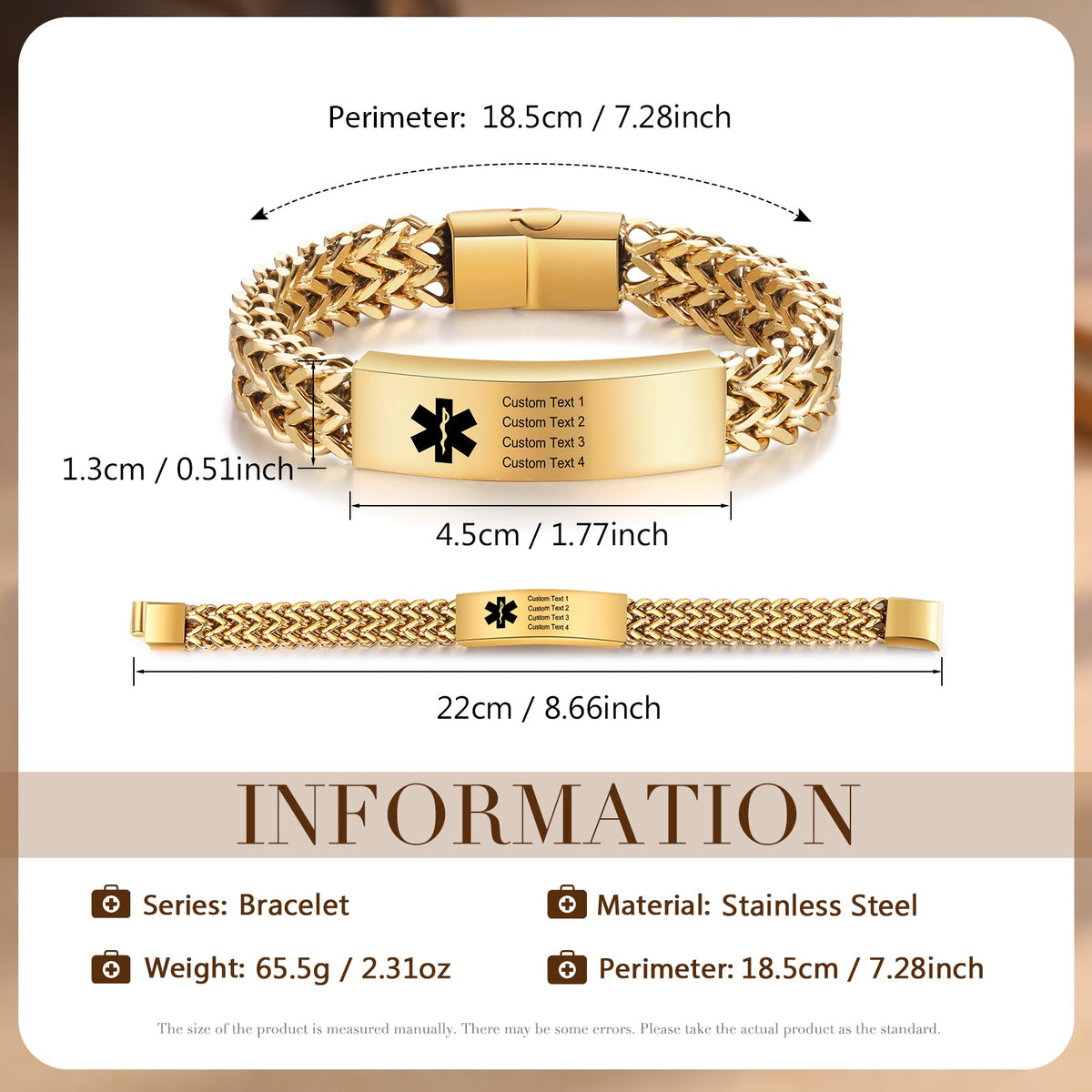 Customized Stainless Steel Medical Bracelets