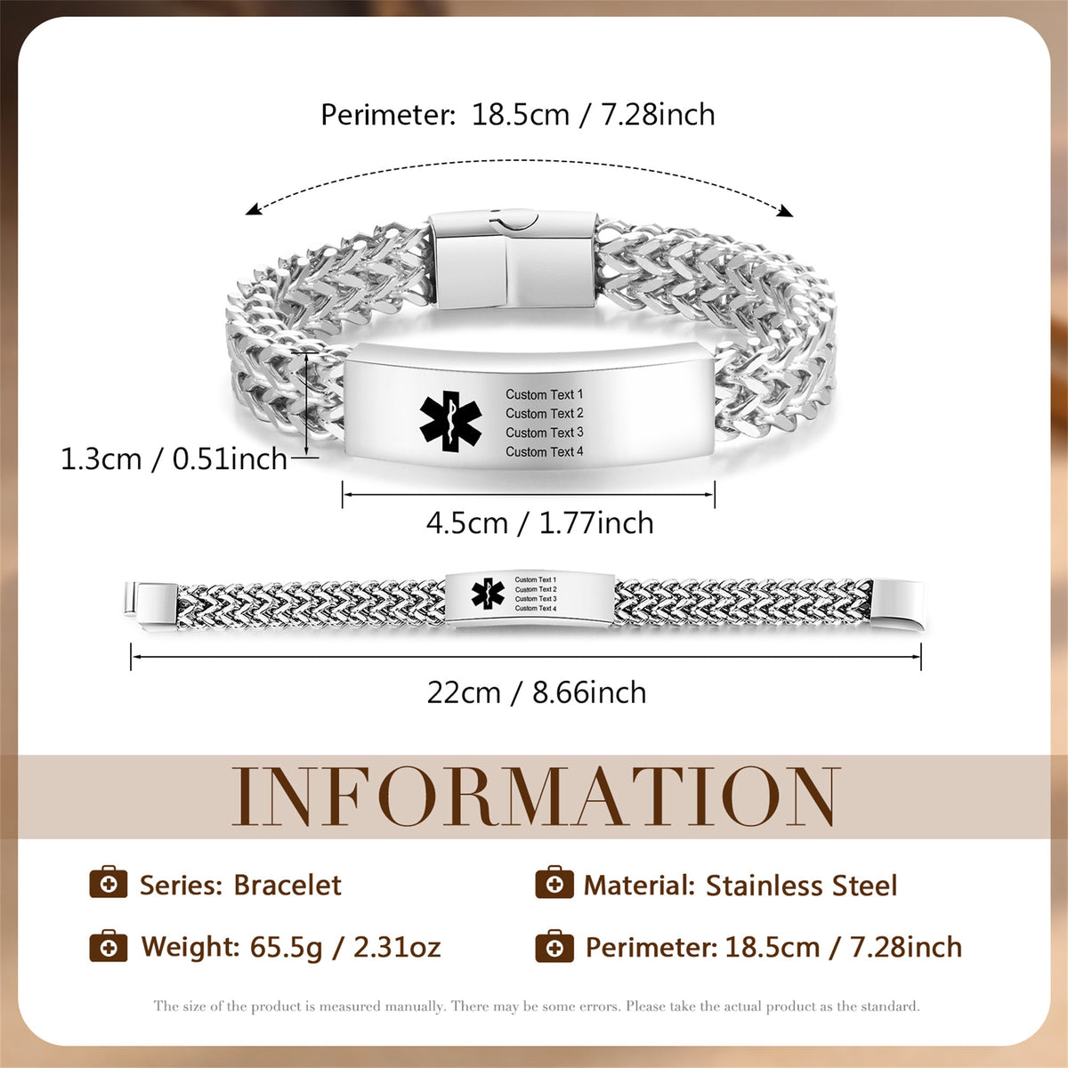 Customized Stainless Steel Medical Bracelets