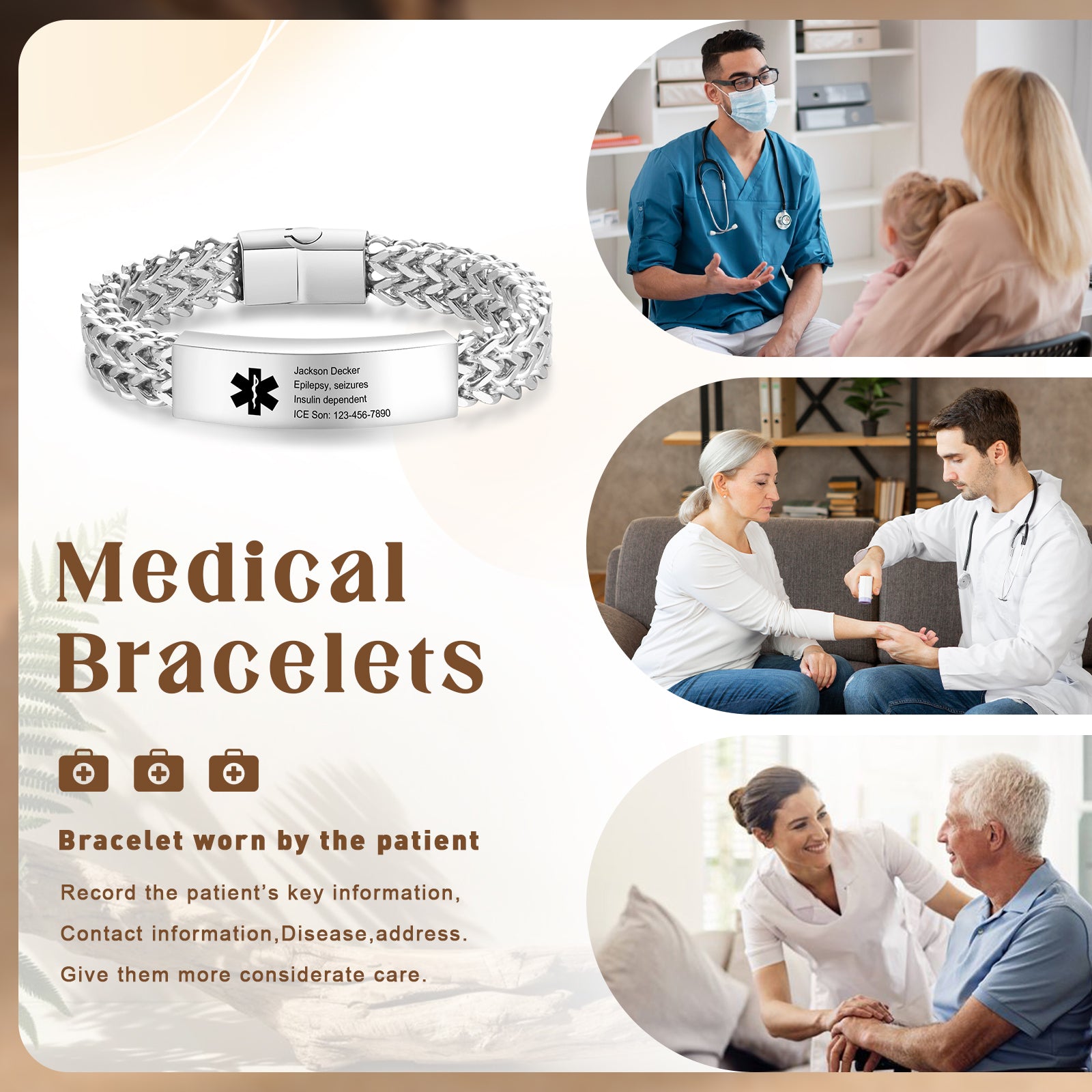 Customized Stainless Steel Medical Bracelets
