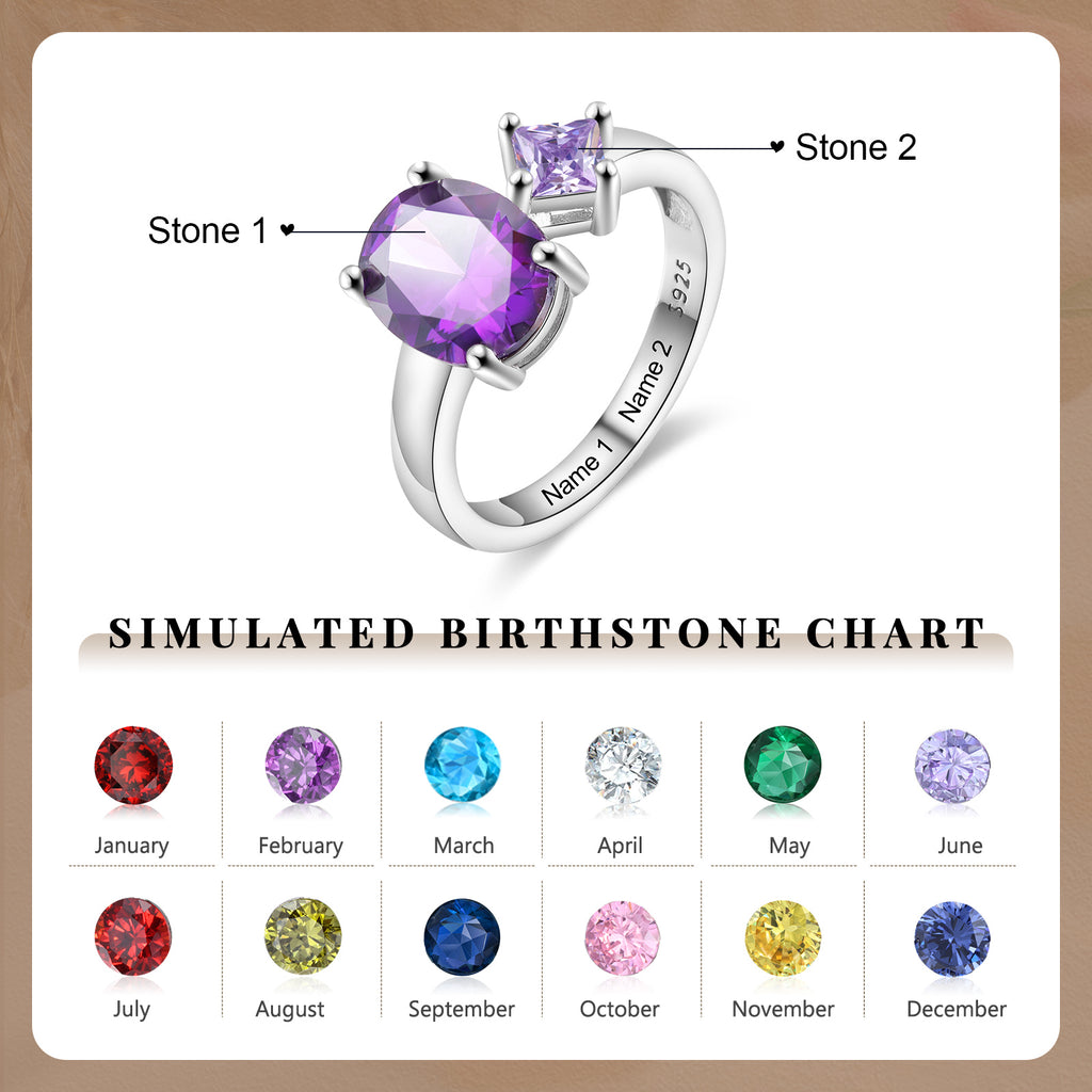 925 Sterling Silver Custom Birtstone Ring