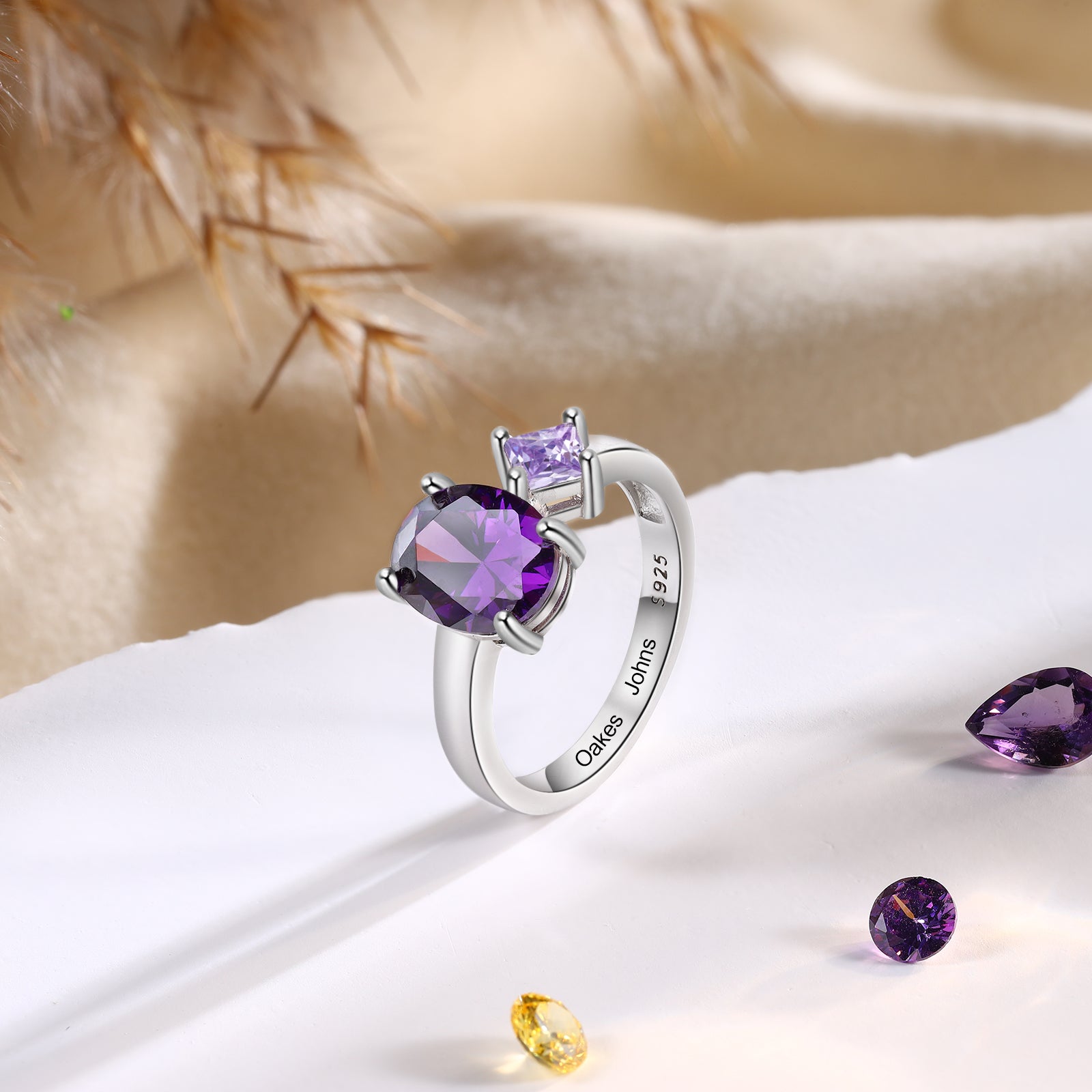 925 Sterling Silver Custom Birtstone Ring