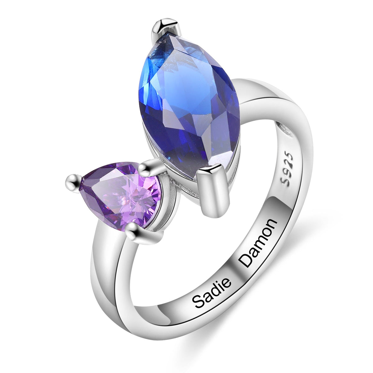 925 Sterling Silver Custom Birtstone Ring