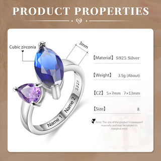 925 Sterling Silver Custom Birtstone Ring