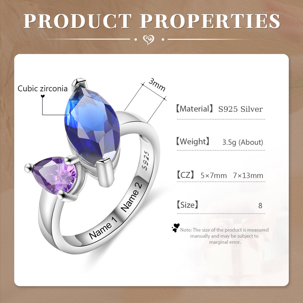 925 Sterling Silver Custom Birtstone Ring