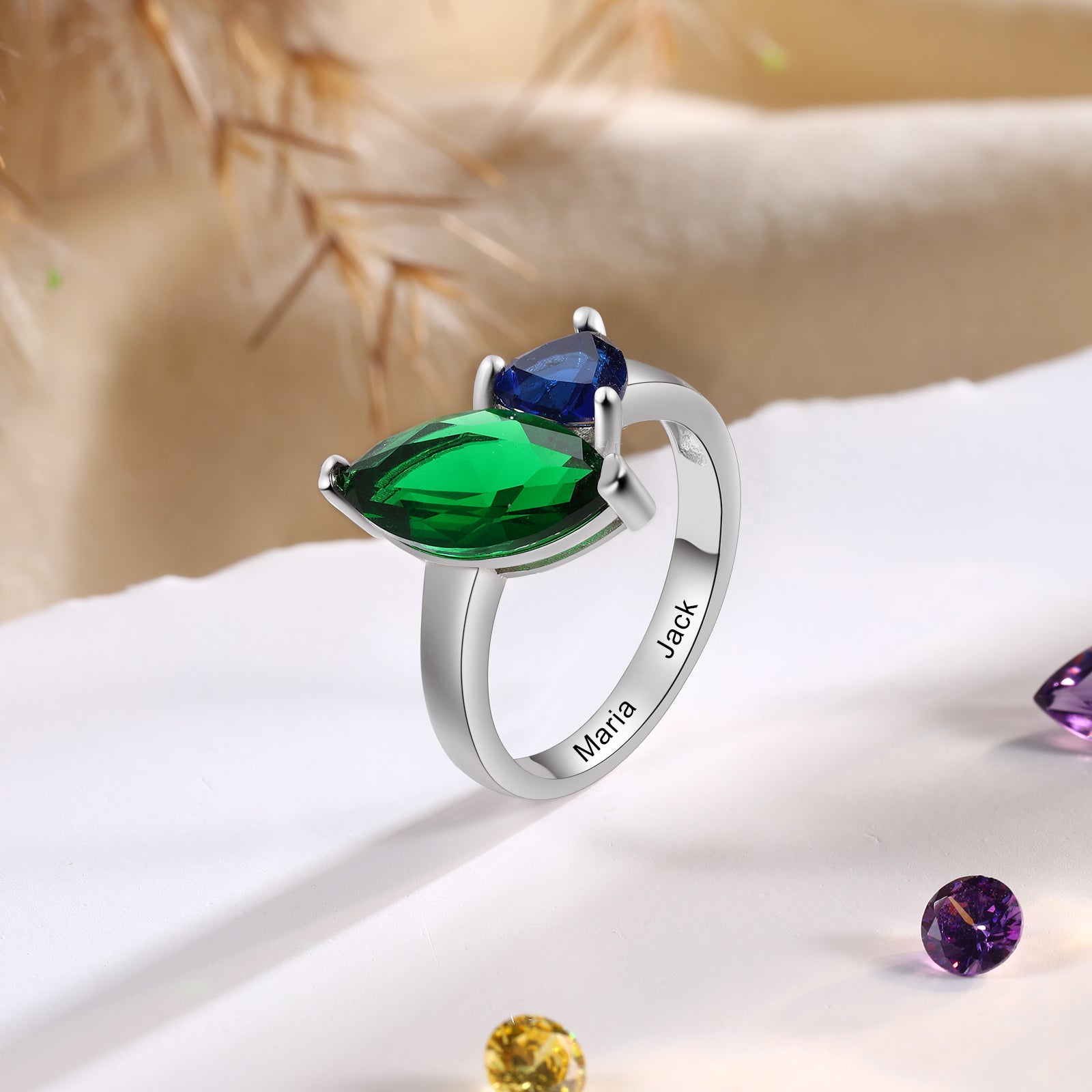 925 Sterling Silver Custom Birtstone Ring