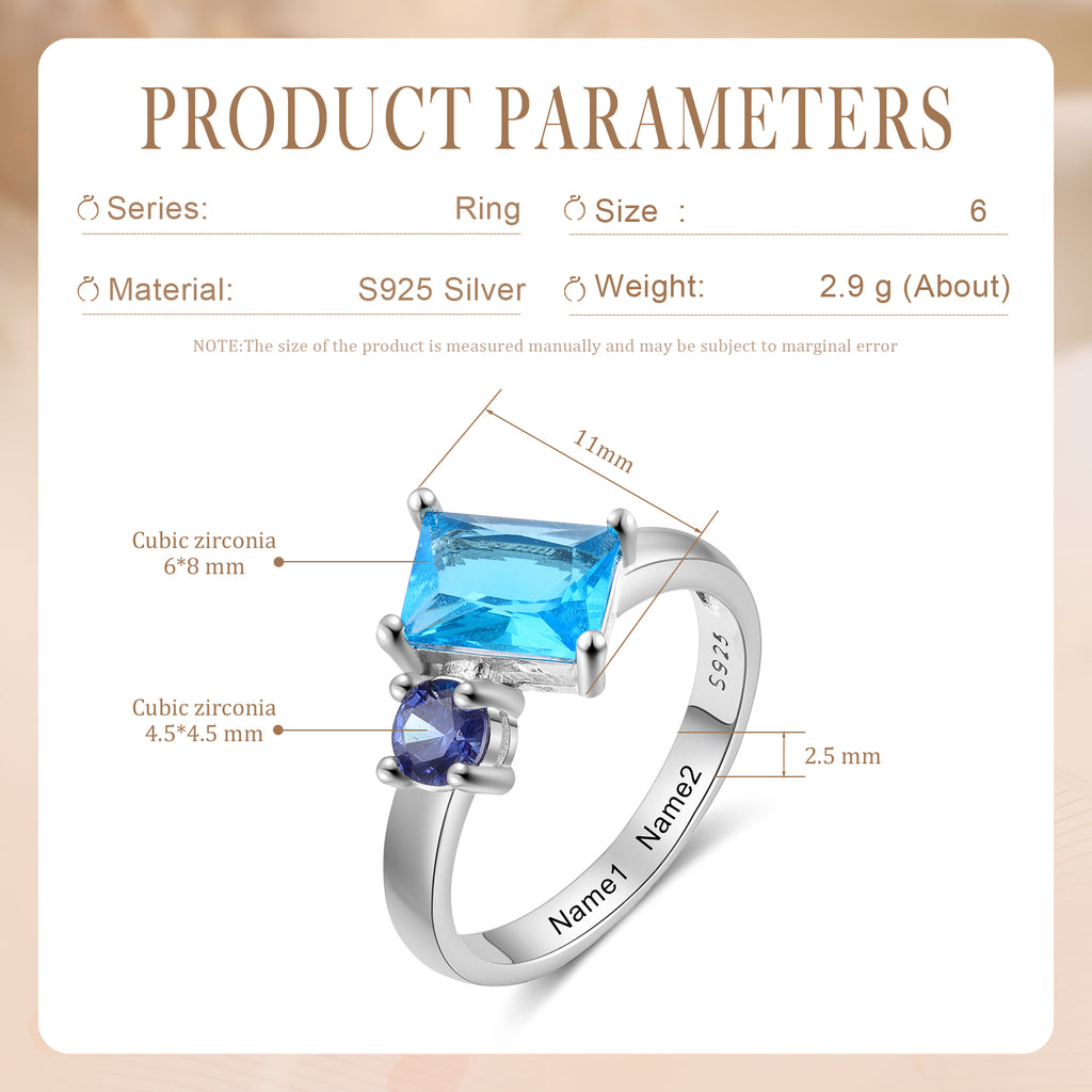 925 Sterling Silver Custom Birtstone Ring