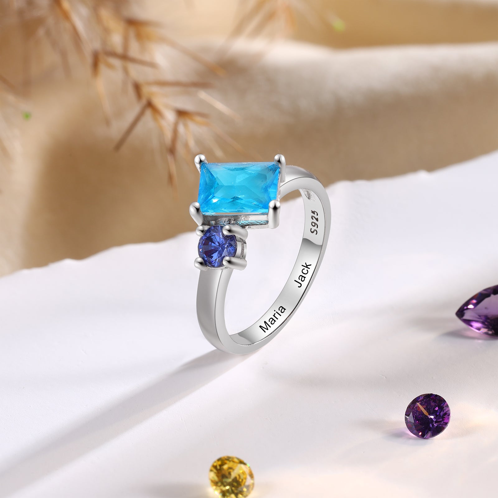 925 Sterling Silver Custom Birtstone Ring