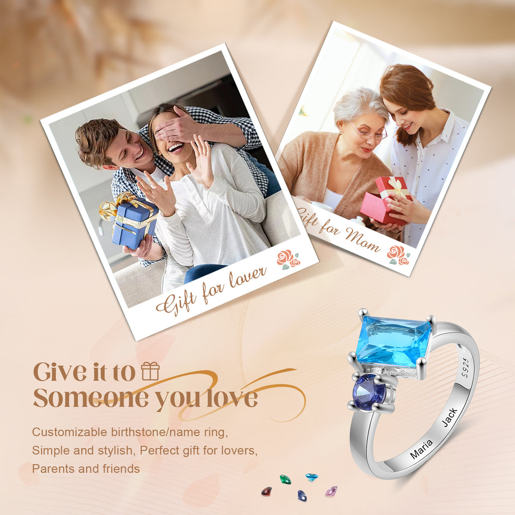 925 Sterling Silver Custom Birtstone Ring