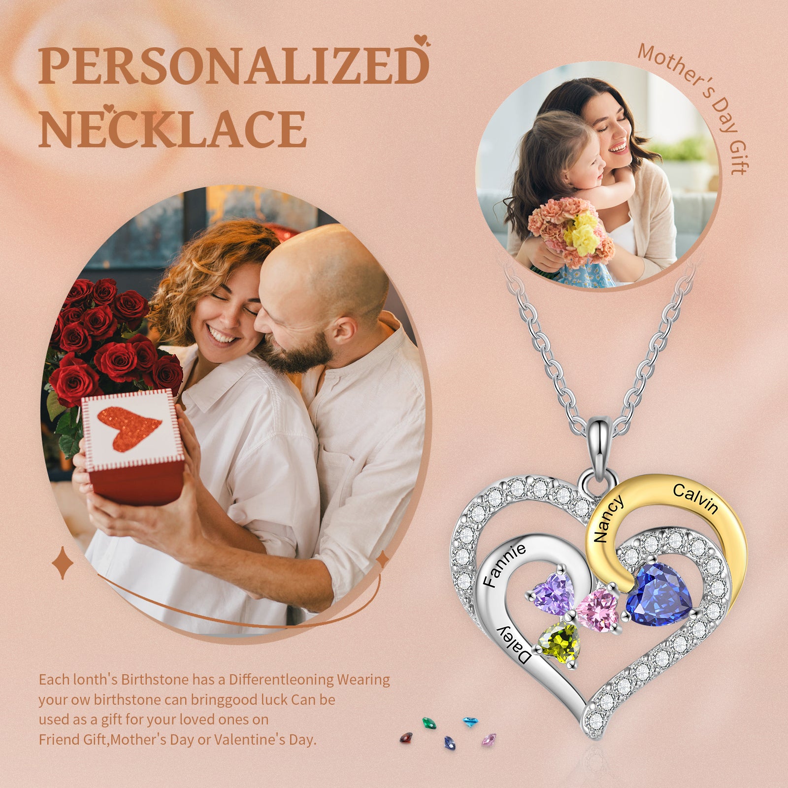 Custom Birthstone necklace