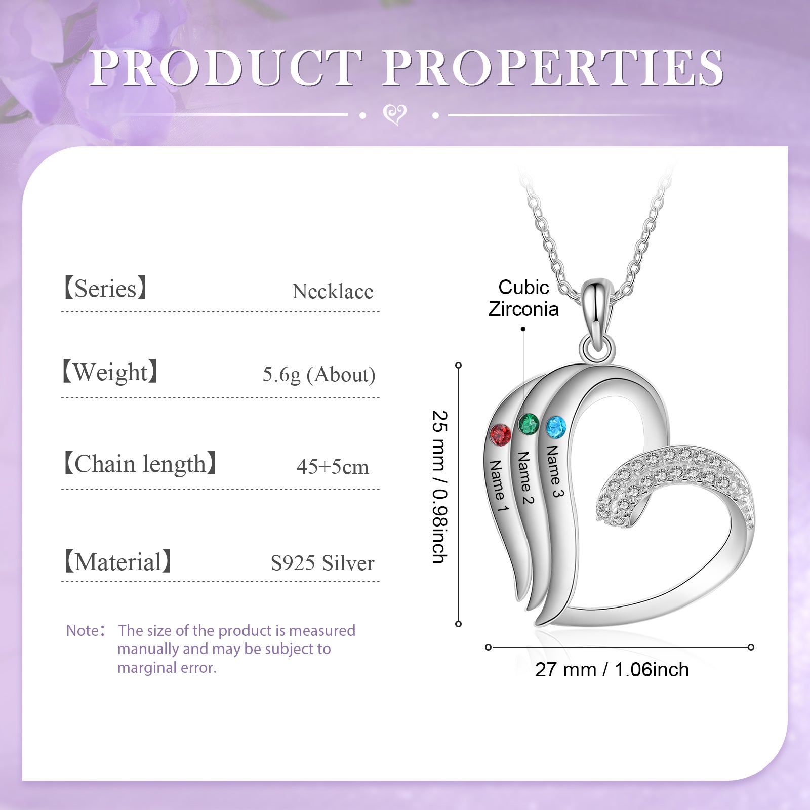925 Sterling silver Custom Birthstone necklace